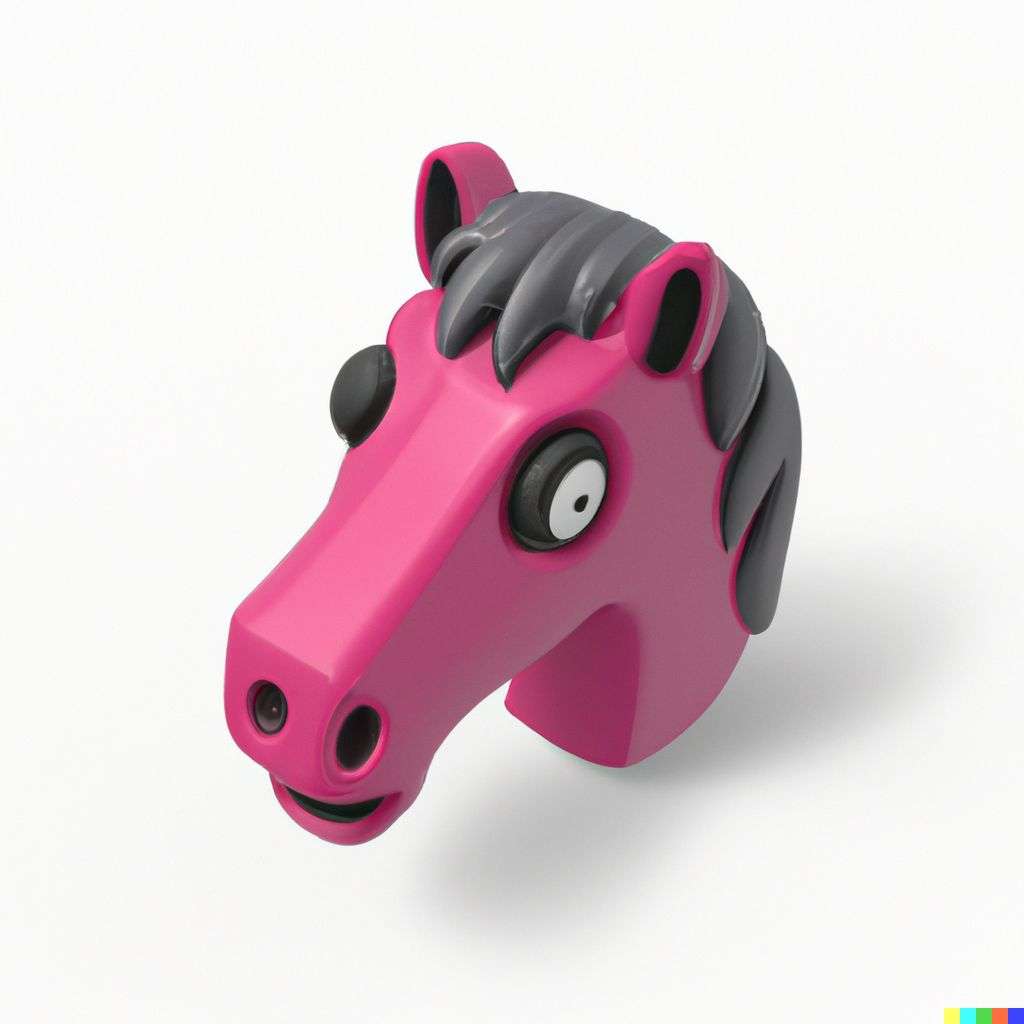 a brightly coloured, detailed icon of a horse emoji, 3D low poly render, isometric perspective on white background